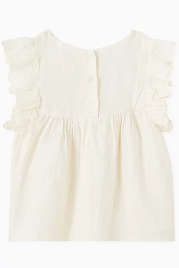 Embroidered Ruffle Top in Organic Cotton