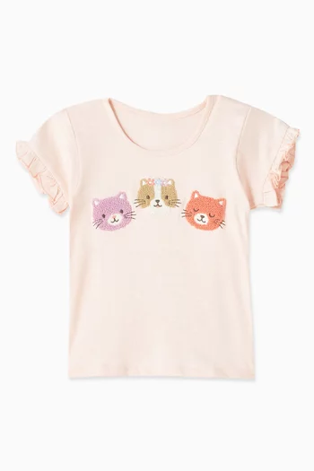 Kitty Ruffled T-shirt in Cotton