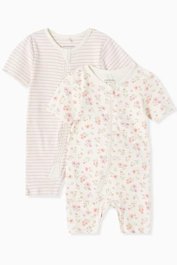 Seaside Floral-print Romper, Set of 2