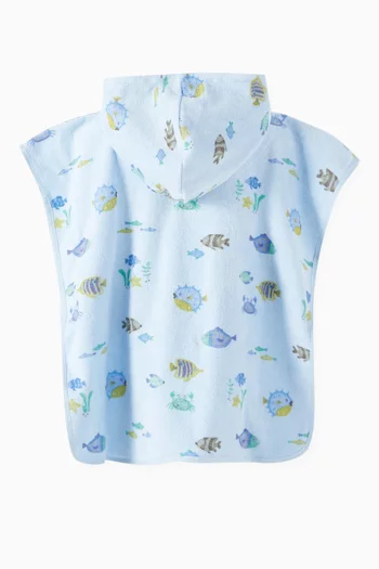 All-over Print Poncho in Towel-terry
