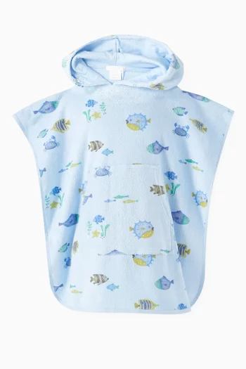 All-over Print Poncho in Towel-terry