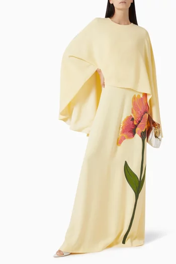 Meena Sequin Cape Gown in Crepe