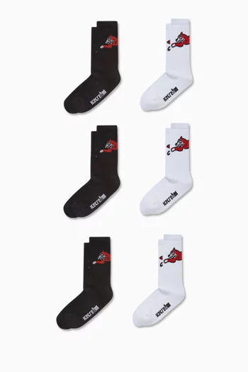 Running Dog Socks in Cotton, Set of 6