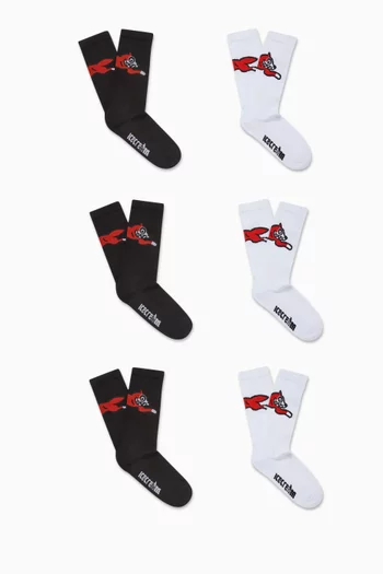 Running Dog Socks in Cotton, Set of 6