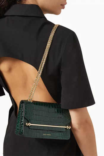 East West Mini Shoulder Bag in Croc-embossed Leather