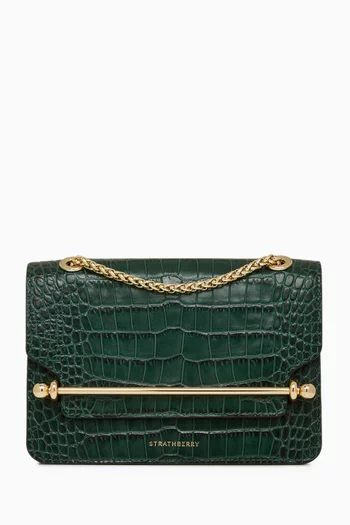 East West Mini Shoulder Bag in Croc-embossed Leather