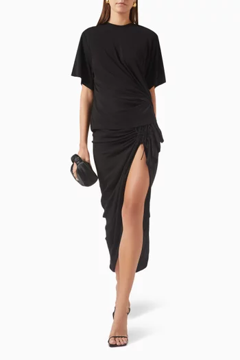 Cadence Ruched Maxi Skirt in Viscose Blend