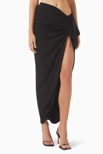 Cadence Ruched Maxi Skirt in Viscose Blend
