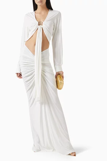 Bezel Quartz Disconnect Maxi Dress in Viscose