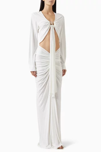 Bezel Quartz Disconnect Maxi Dress in Viscose