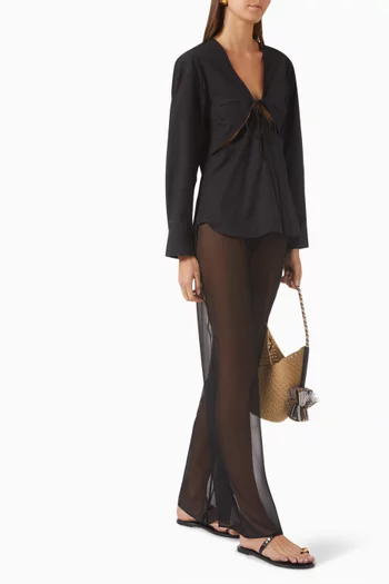 Sheer Slim-fit Pants in Silk Chiffon
