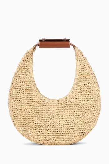 Small Moon Tote Bag in Raffia
