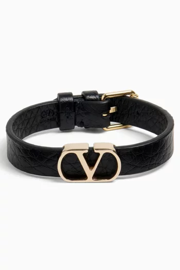 VLogo Bracelet in Leather