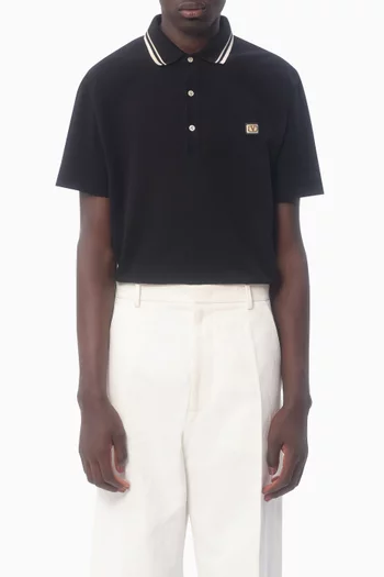 Vlogo Patch Polo Shirt in Cotton-piqué