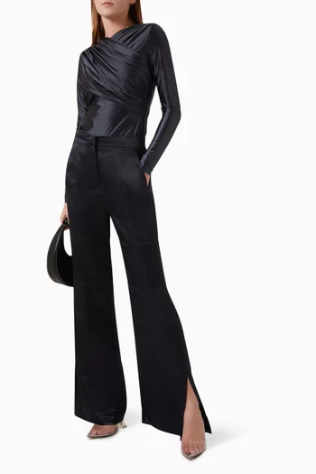Kira Wrap Draped Top in Cotton-blend