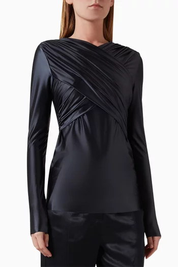 Kira Wrap Draped Top in Cotton-blend