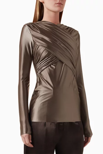 Kira Wrap Draped Top in Cotton-blend