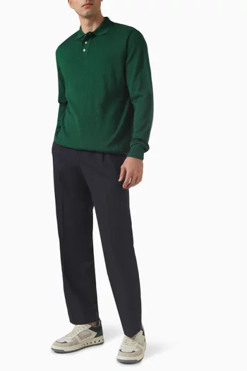 Base Polo Sweater in Merino Wool-blend