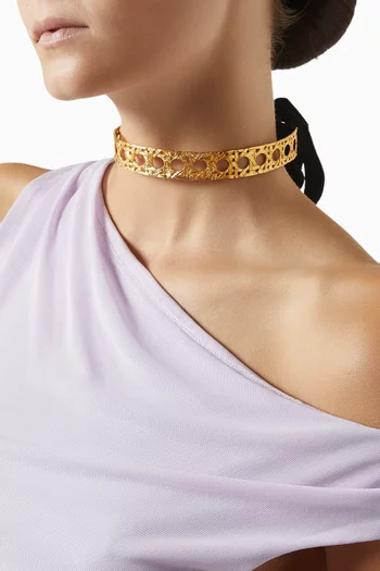 قلادة رقبة خيزران نحاس مطلي ذهب عيار 22