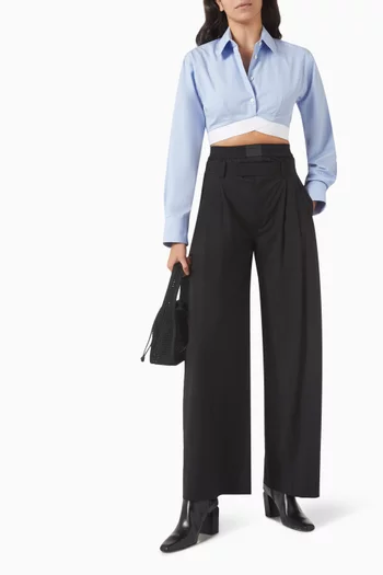 Logo Elastic Cropped Shirt in Cotton