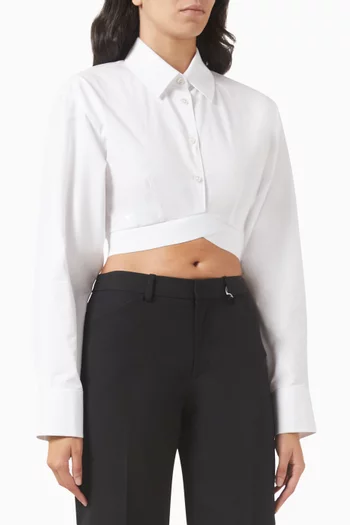 Logo Elastic Cropped Shirt in Cotton