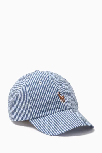 Polo Pony Cap in Seersucker