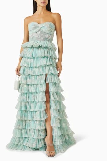 Cielo Glitter Tiered Gown in Tulle