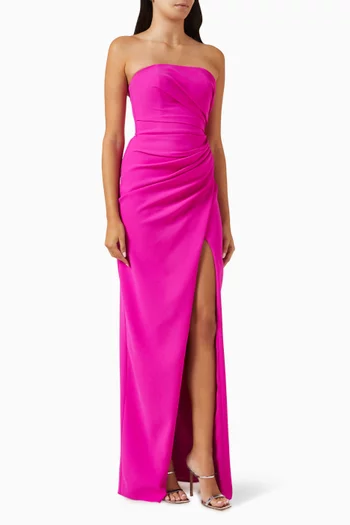 Delaris Gathered Gown in Crepe
