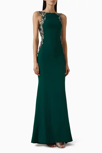 Ramilya Embellished Gown in Crepe