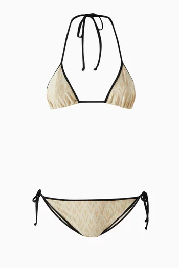 Toute La V Bikini Set in Lycra-jacquard