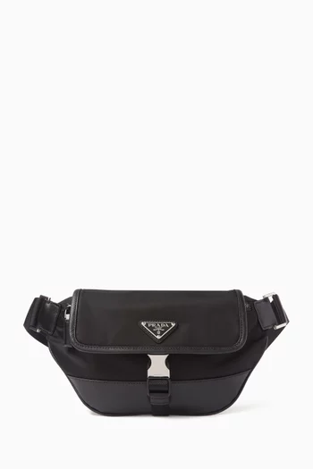 Triangle Logo Belt Bag in Re-nylon & Saffiano Leather