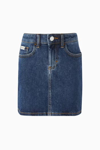 Buttoned-waist Mini Skirt in Denim