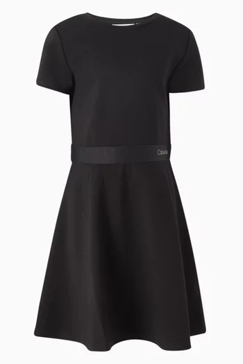 Slim Logo Flared Dress in Viscose-blend