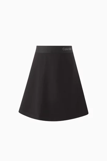 Logo Flared Skirt in Viscose-blend