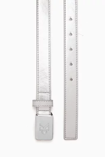 Logo Buckle Belt in Faux Leather