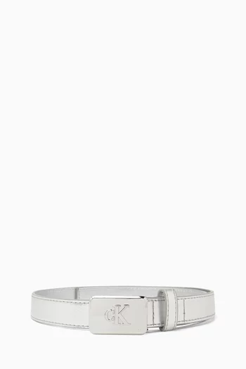 Logo Buckle Belt in Faux Leather