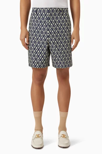 Toute La V-print Bermuda Shorts in Cotton-poplin