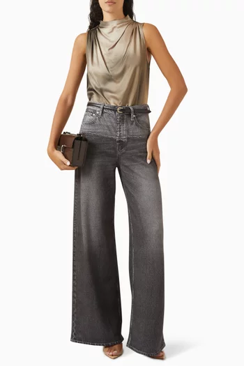 Mockneck Sleeveless Top in Satin