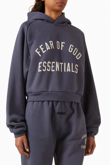 Logo Cropped Hoodie in Core Fleece