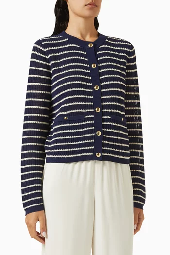 Viola Striped Cardigan in Cotton Blend
