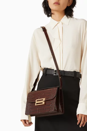 The Dorian Shoulder Bag in Croc-embossed Leather