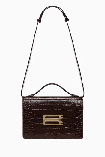 The Dorian Shoulder Bag in Croc-embossed Leather