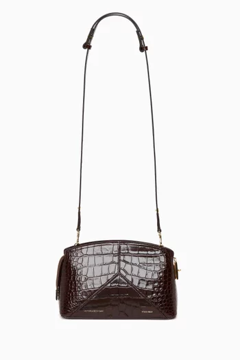 Victoria Crossbody Bag in Croc-embossed Leather