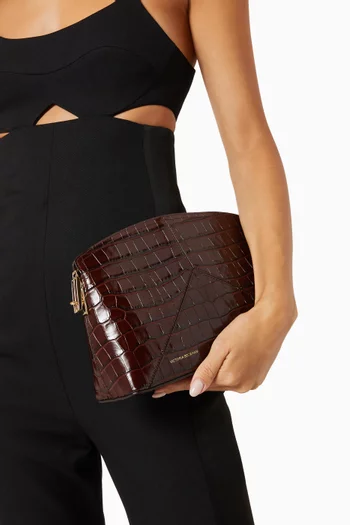 Victoria Clutch in Croc-embossed Leather