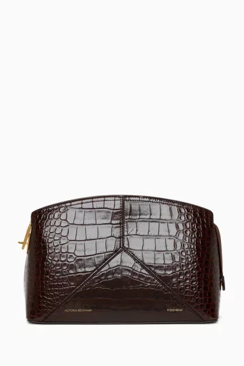 Victoria Clutch in Croc-embossed Leather