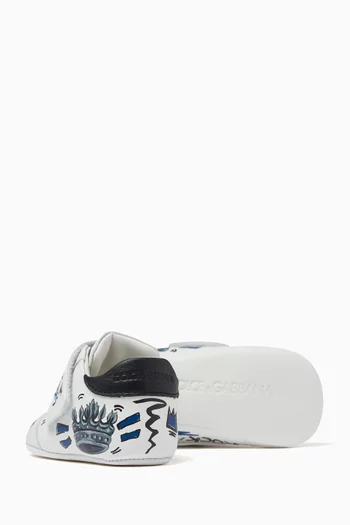 Printed Low-top Sneakers in Leather