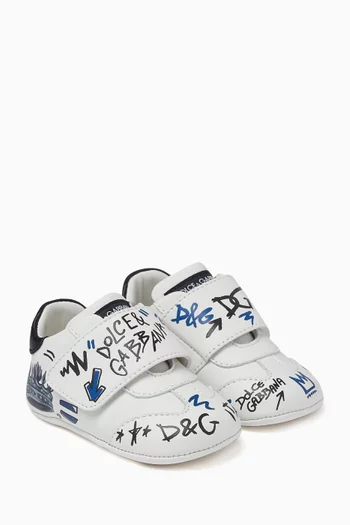 Printed Low-top Sneakers in Leather