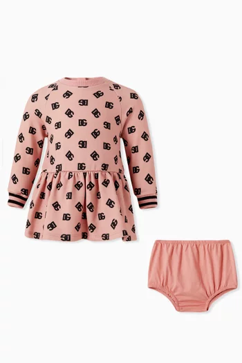 Logo-print Flared Dress in Cotton-fleece