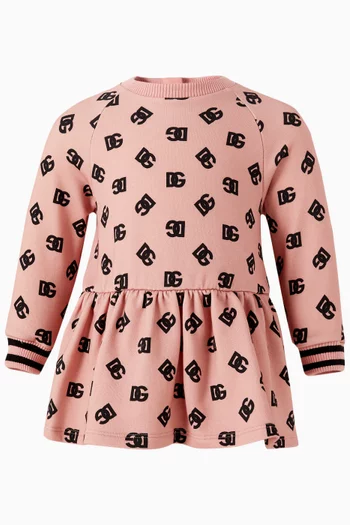 Logo-print Flared Dress in Cotton-fleece