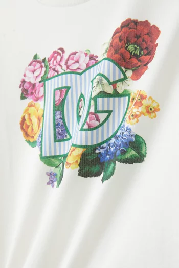 Floral Logo T-shirt in Cotton
